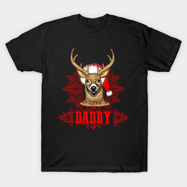 Christmas Deer Daddy Reindeer Father T-Shirt by ArtedPool